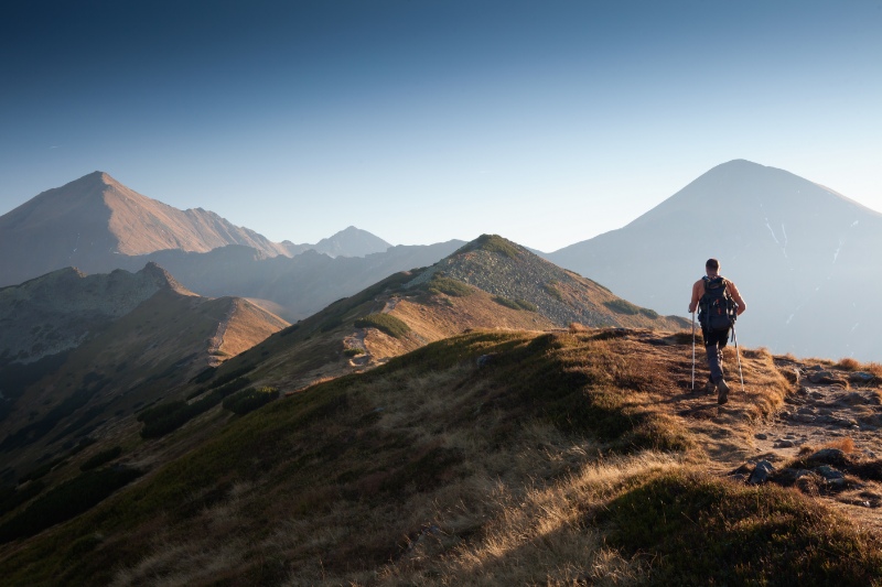 Man hiking on a mountain