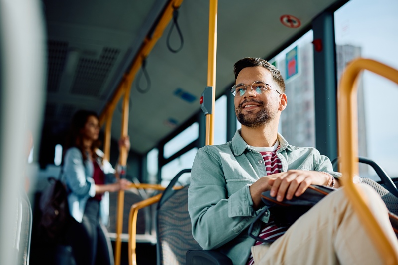 Man riding the public transportation