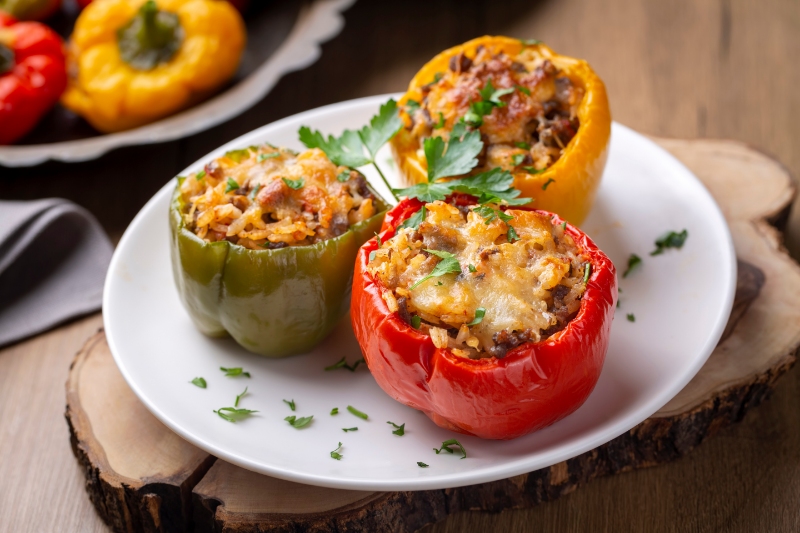 Plate of Stuffed Bell Peppers