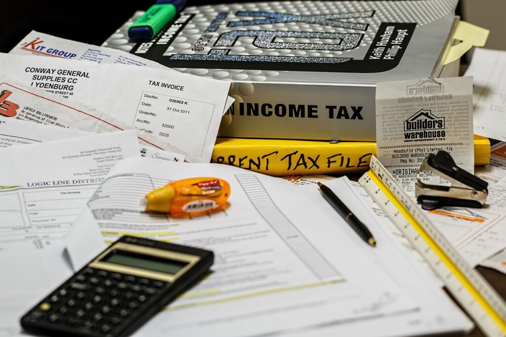 Income tax calculation, books, and documents