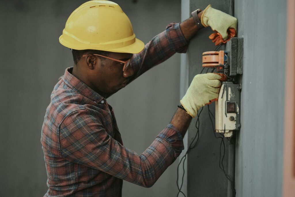  Electrician checking the wires
