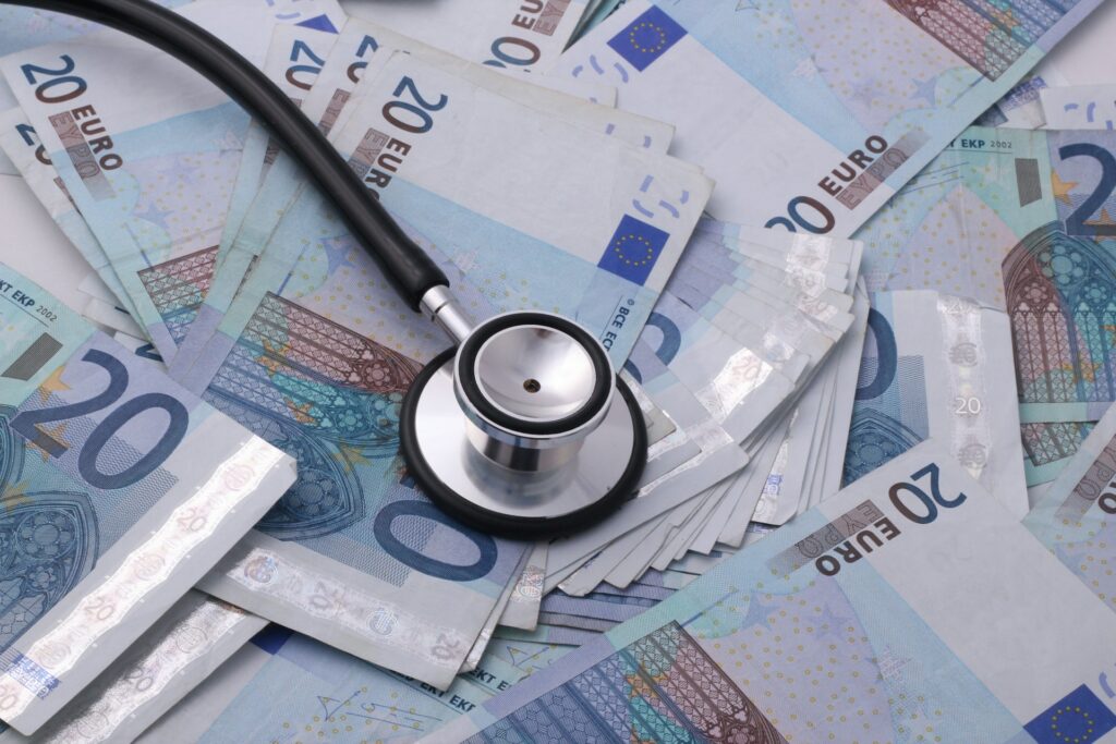 Doctor stethoscope and euro bills