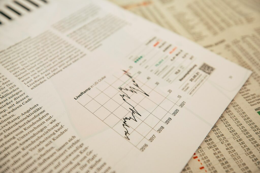 Printed stock market chart