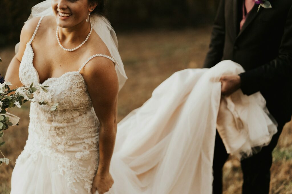 Bride on a beautiful wedding dress